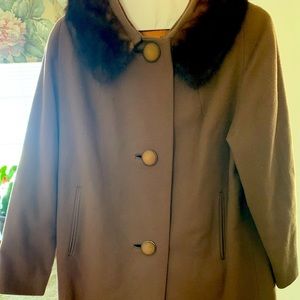 Vintage Brentshire dark brown 1950s cashmere/mink coat
